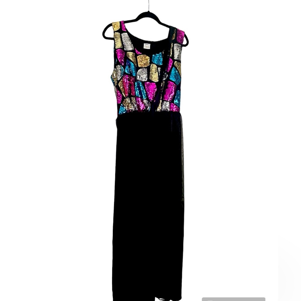 JIBRI Sheer Poolside Swim Dress  (Size 0X). Colorful Sequence on top.NWOT.